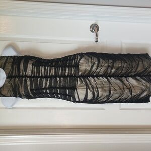 D&G Black Mesh Ruched Cocktail Dress